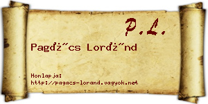 Pagács Loránd névjegykártya