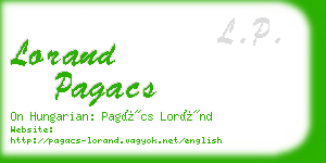 lorand pagacs business card